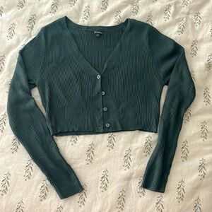 Wild Fable Teal Cardigan Cropped Sweater
